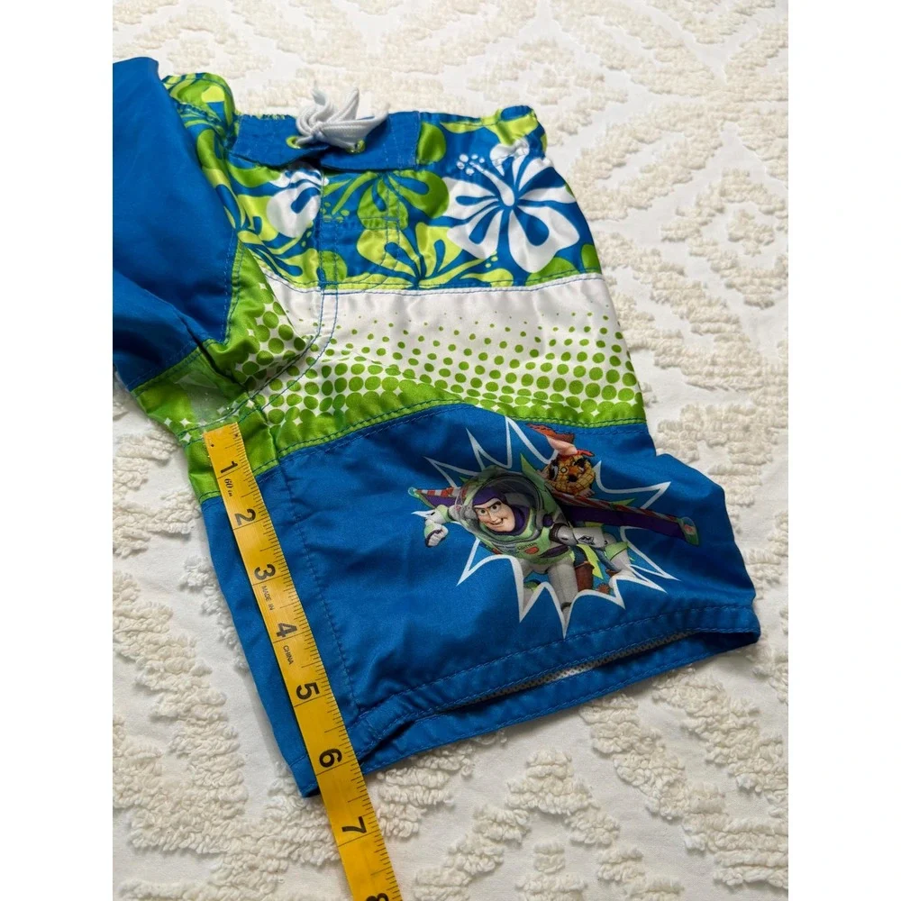 Disney Toy Story Buzz Woody Swim Trunks Blue Green‎ XXS 2/3 Boys Board Shorts